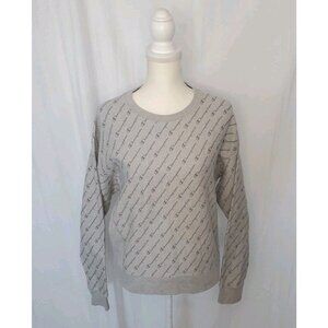 Champion Sweatshirt Reverse Weave Womens Large Gray All Over Print Fleece Lined